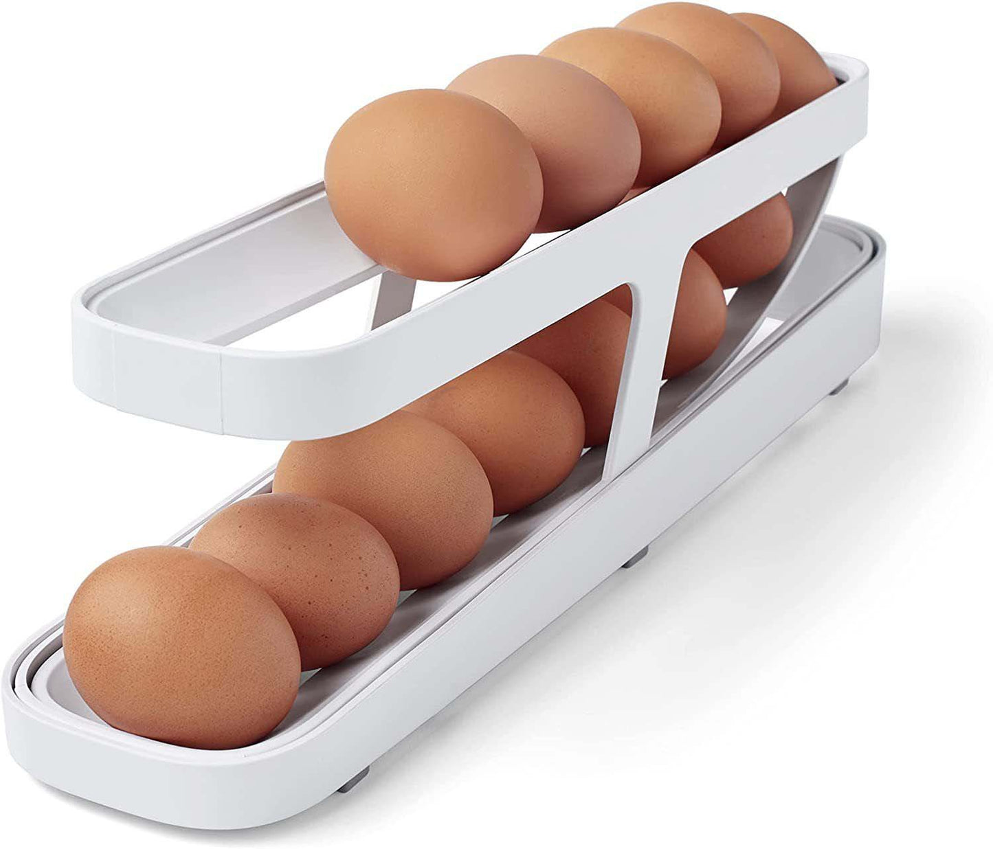 Automatic Scrolling kitchen Egg Rack Holder Storage Box Egg Basket Container Organizer Rolldown Refrigerator Egg Dispenser For Kitchen Gadgets