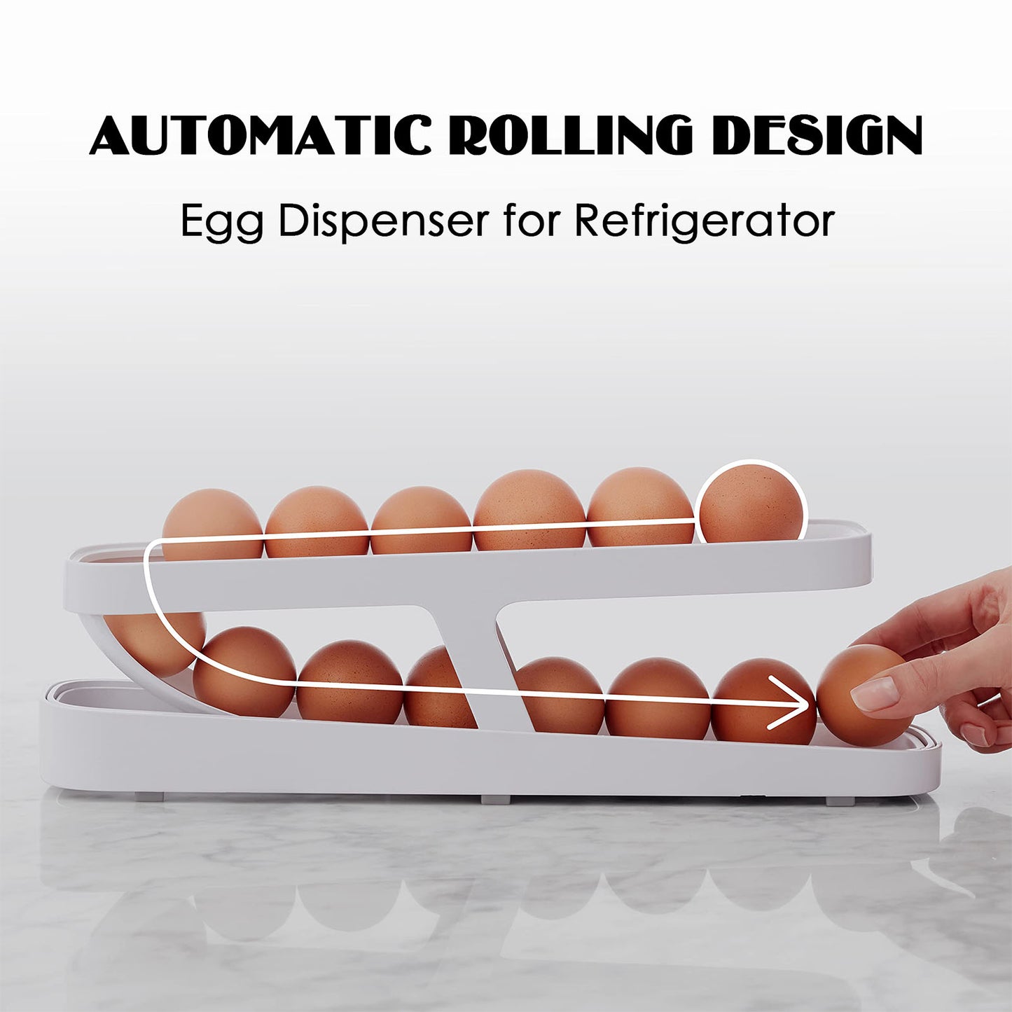 Automatic Scrolling kitchen Egg Rack Holder Storage Box Egg Basket Container Organizer Rolldown Refrigerator Egg Dispenser For Kitchen Gadgets