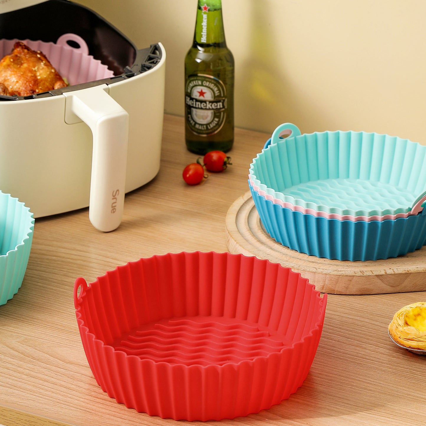 Silicone Basket kitchen Pot Tray Airfryer Liner For Air Fryer Reusable Container Accessories Pan Baking Mold Canister Shape Protector