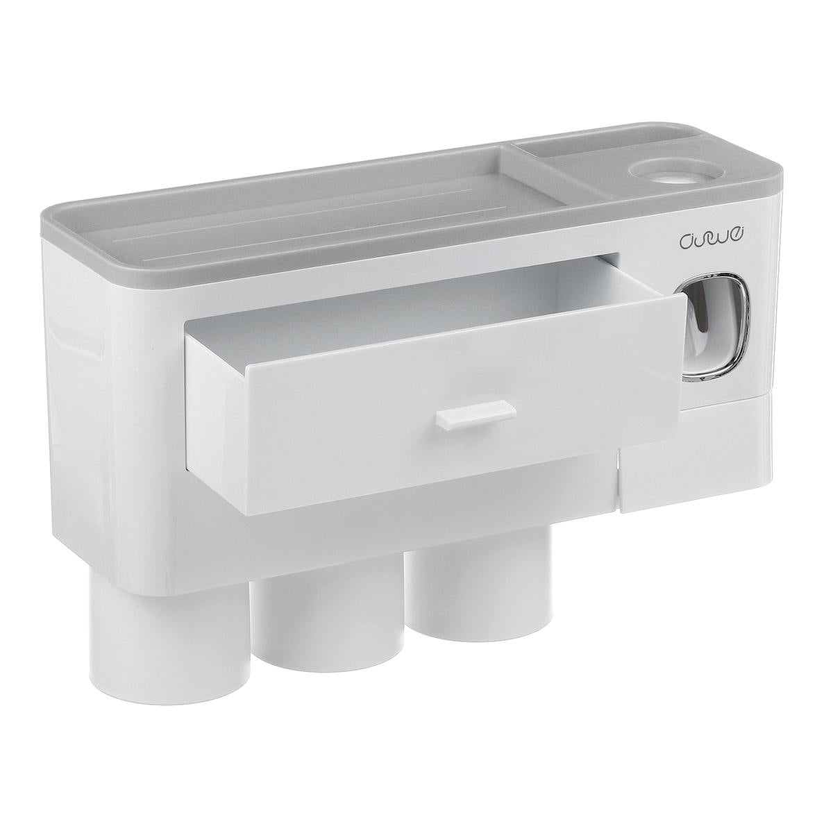 Non-marking Hanging Magnetic bathroom Toothbrush Holder Single Drawer Storage Rack With Toothpaste Squeezer Toiletry Set