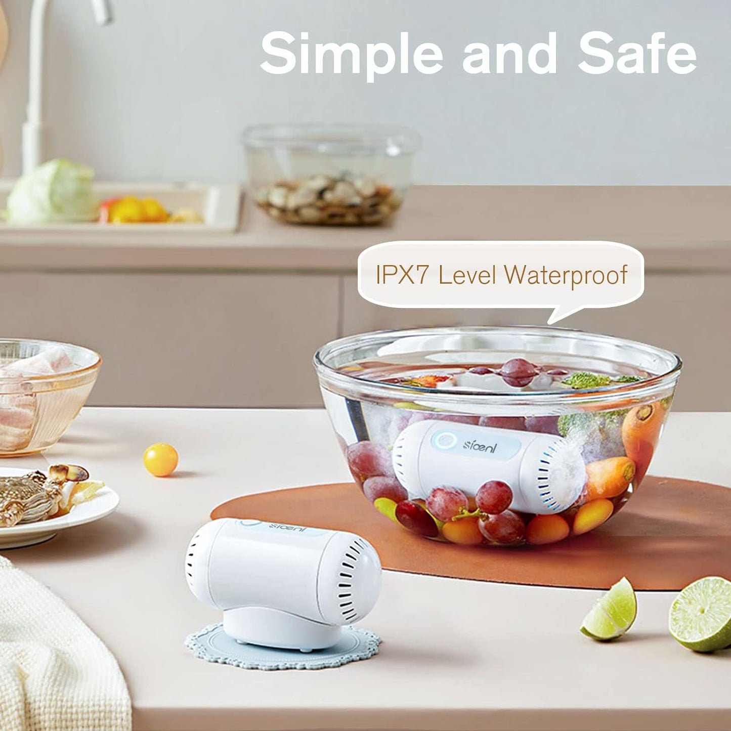Fruit And Vegetable kitchen Cleaning Machine 5000 MAh Ultrasonic Capsule Washing Machine