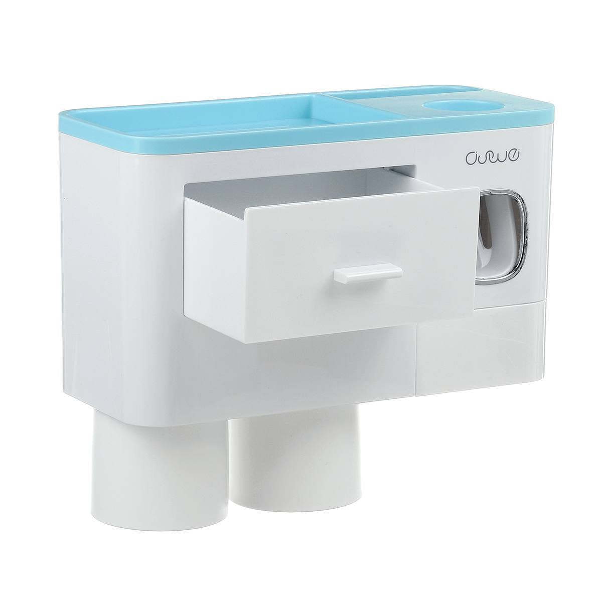 Non-marking Hanging Magnetic bathroom Toothbrush Holder Single Drawer Storage Rack With Toothpaste Squeezer Toiletry Set