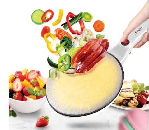 Breakfast kitchen Crepe Maker Spherical Non-stick Baking Pan, One Stick, Two Flips