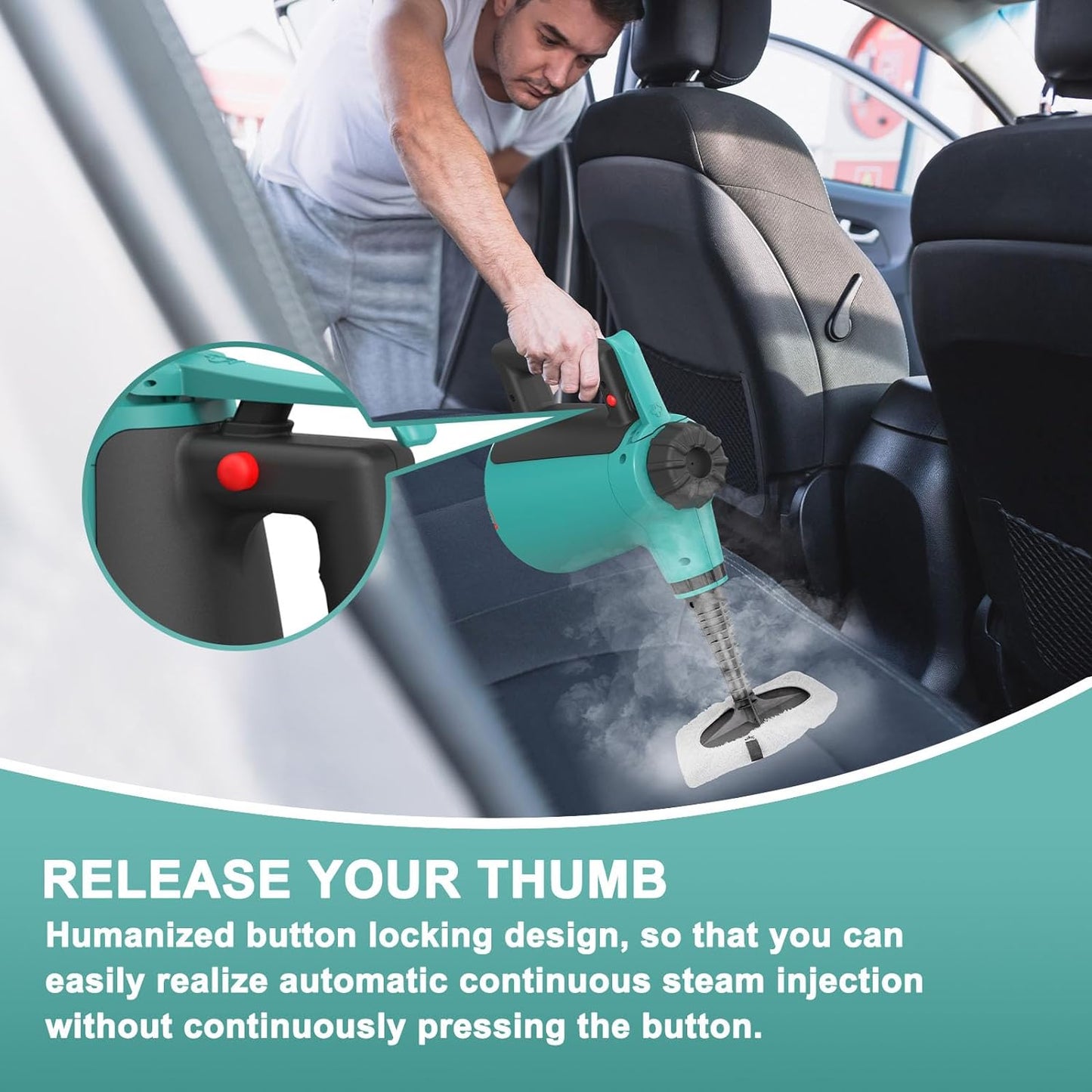 Handheld appliances Steam Cleaner For Home Use, Steamer For Cleaning With Lock Button And 7 Accessory Kit Handheld Pressurized Steamer For Sofa, Bathroom, Car, Floor, Kitchen, Portable Natural Steam Cleaner