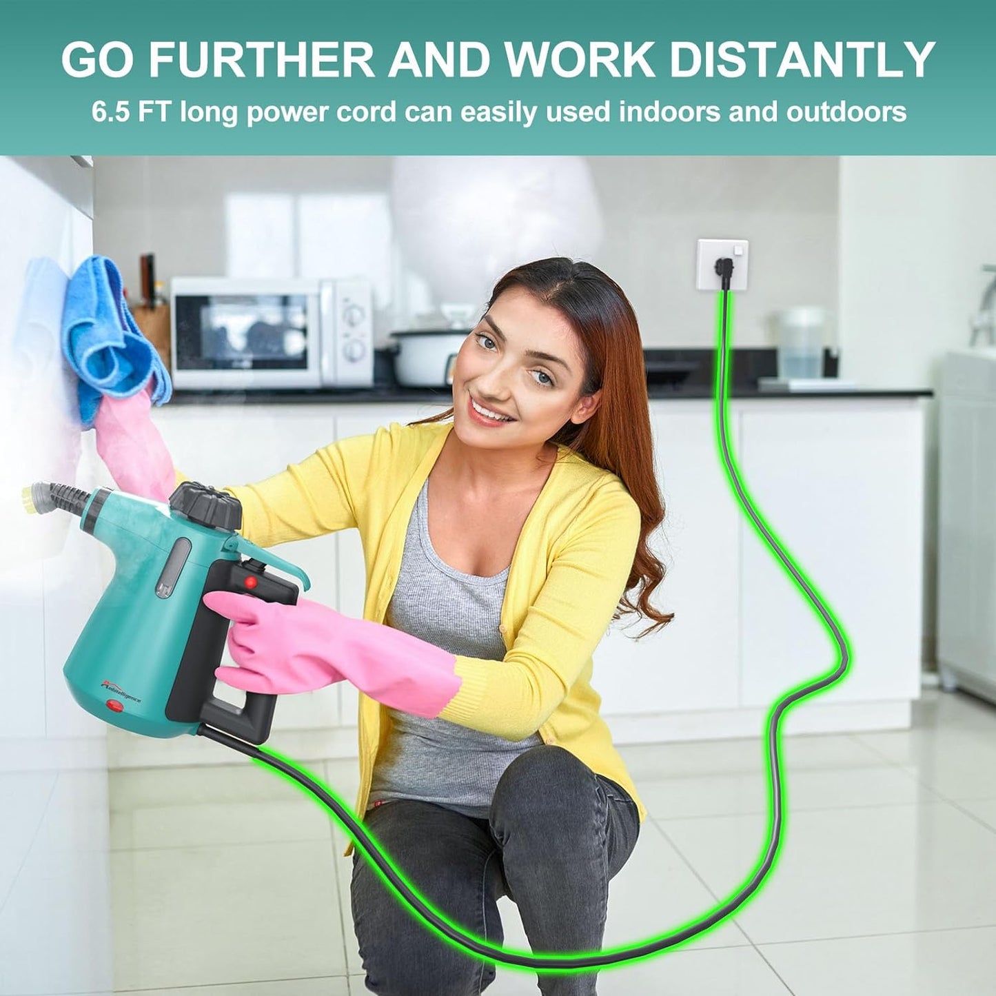 Handheld appliances Steam Cleaner For Home Use, Steamer For Cleaning With Lock Button And 7 Accessory Kit Handheld Pressurized Steamer For Sofa, Bathroom, Car, Floor, Kitchen, Portable Natural Steam Cleaner