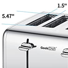 Prohibit Shelves In The Amazon. kitchen Toaster 4 Slice, Geek Chef Stainless Steel Extra-Wide Slot Toaster With Dual Control Panels Of Bagel,Defrost,Cancel Function,Ban Amazon