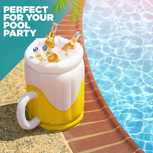 Large Inflatable garden Beer Mug Cooler Pool Float Drink Cooler For Adults Parties 2 In1 Drink Floatie And Party Supplies Great Toy For Beach Pool And Jacuzzi