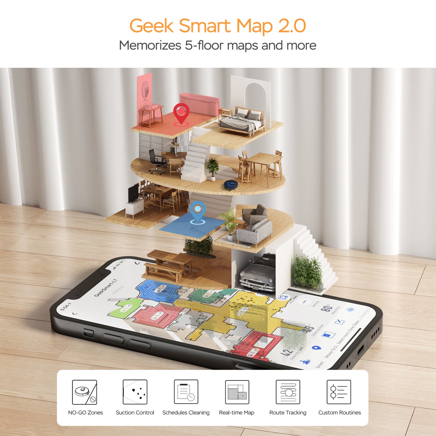 Geek appliances Smart L7 Robot Vacuum Cleaner And Mop, LDS Navigation, Wi-Fi Connected APP, Selective Room Cleaning,MAX 2700 PA Suction, Ideal For Pets And Larger Home Banned From Selling On Amazon