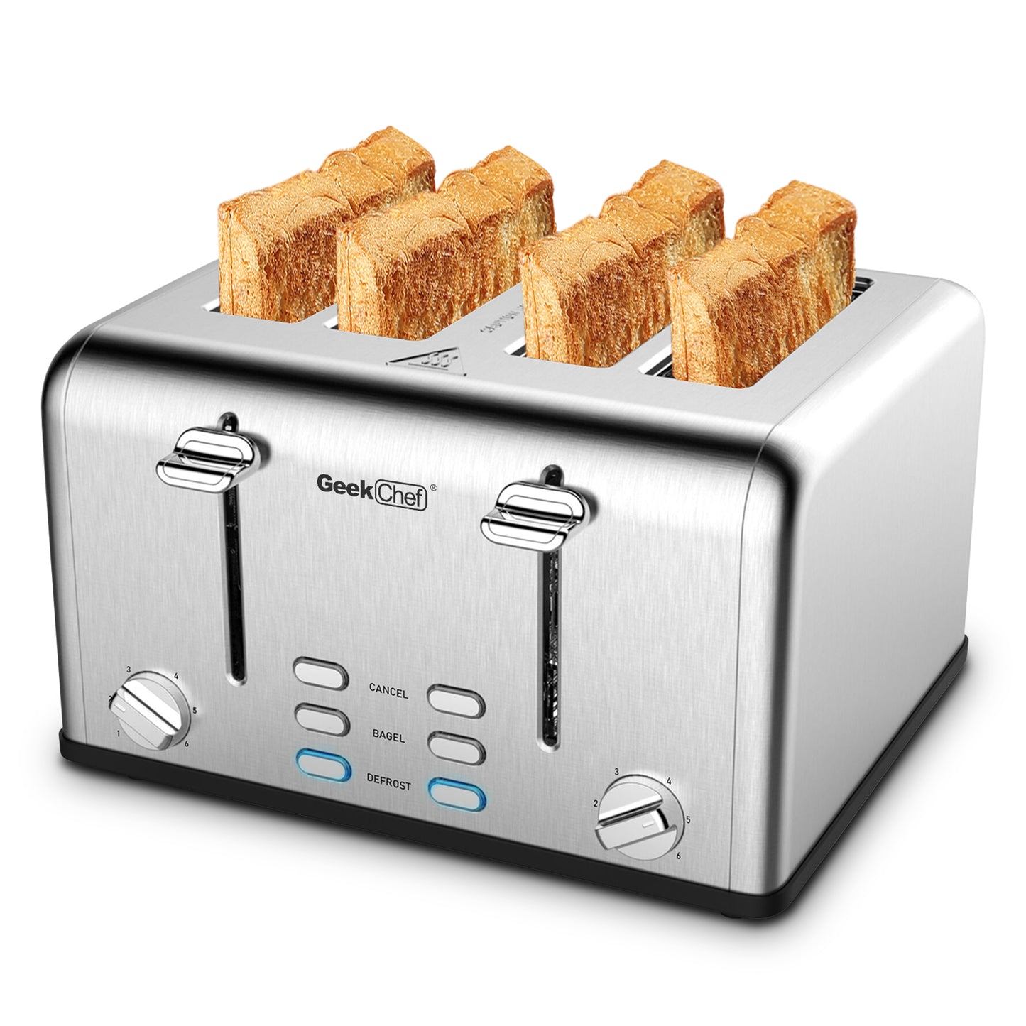 Prohibit Shelves In The Amazon. kitchen Toaster 4 Slice, Geek Chef Stainless Steel Extra-Wide Slot Toaster With Dual Control Panels Of Bagel,Defrost,Cancel Function,Ban Amazon