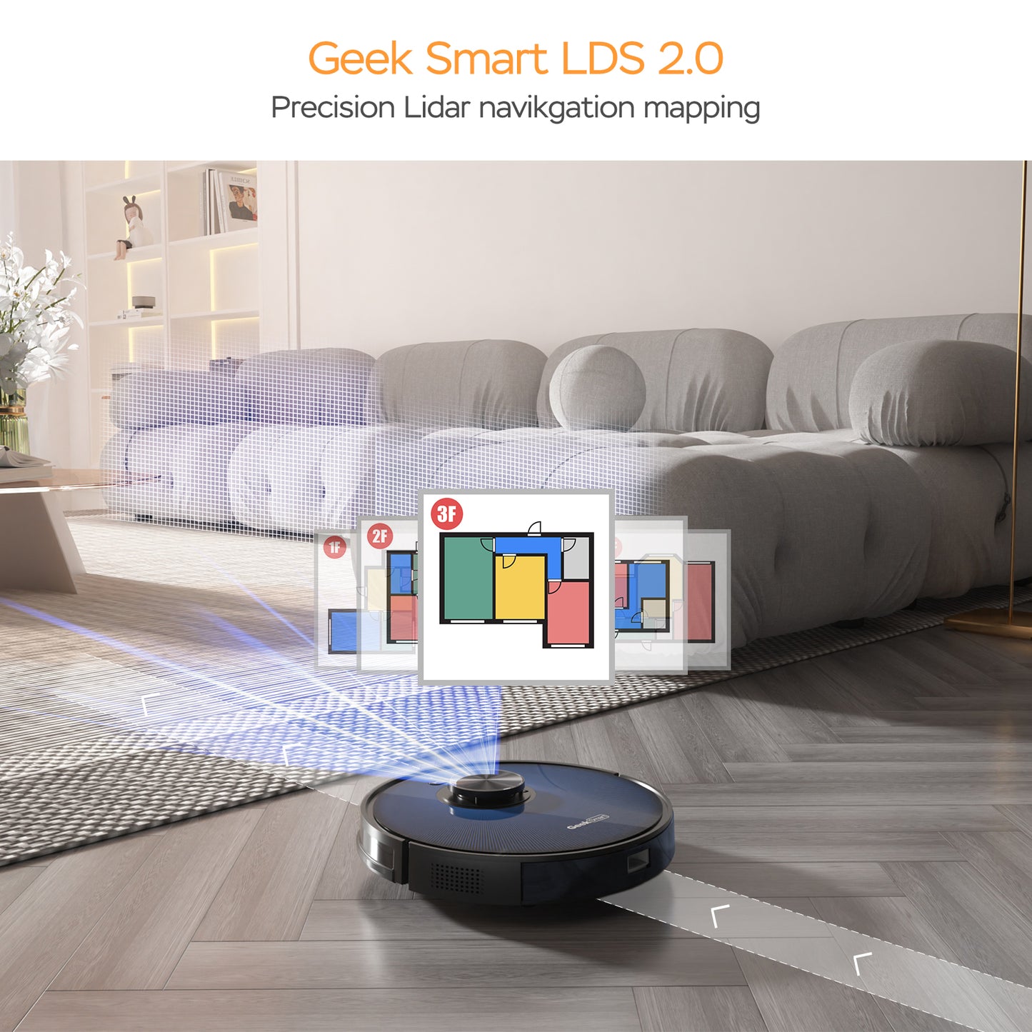 Geek appliances Smart L7 Robot Vacuum Cleaner And Mop, LDS Navigation, Wi-Fi Connected APP, Selective Room Cleaning,MAX 2700 PA Suction, Ideal For Pets And Larger Home Banned From Selling On Amazon