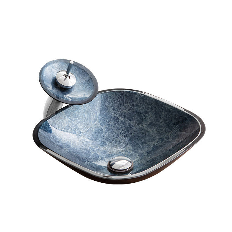 Pure Color Tempered Glass kitchen Table Basin Simple Art Bathroom Inter-platform