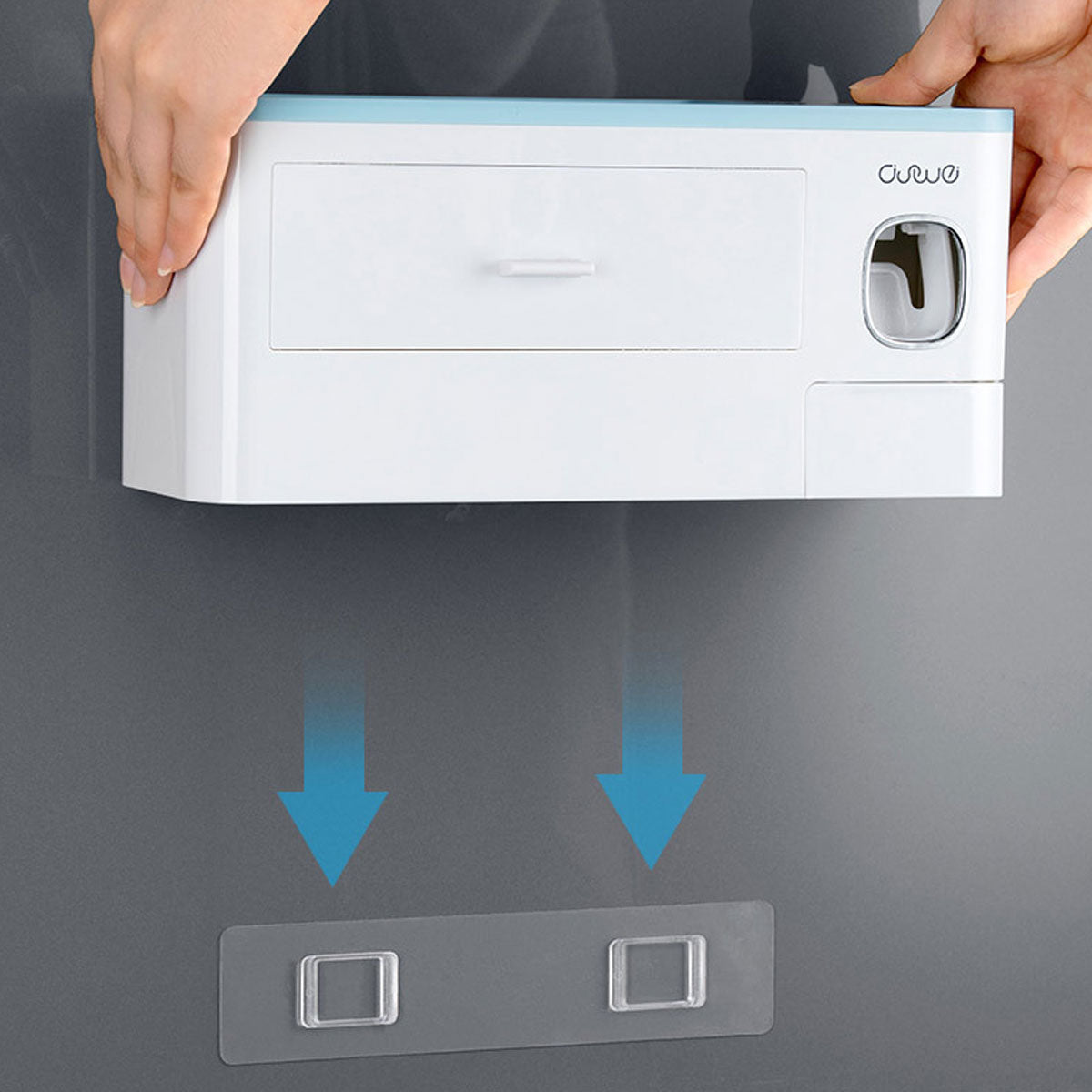 Non-marking Hanging Magnetic bathroom Toothbrush Holder Single Drawer Storage Rack With Toothpaste Squeezer Toiletry Set