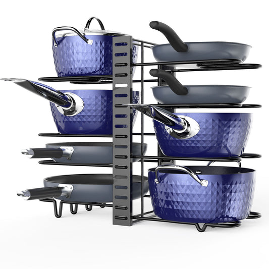 Pot And Pan Organizer, kitchen Pot Lid Holders & Pan Rack, Multiple DIY Methods, 8 Tier Pot Racks, Adjustable Kitchen Organization And Storage For Pots And Pans.