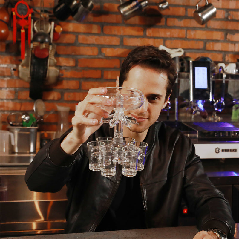 6-Shot Glass Dispenser Holder pool Wine Whisky Beer Dispenser Rack Bar Accessory Drinking Party Games Glass Dispenser