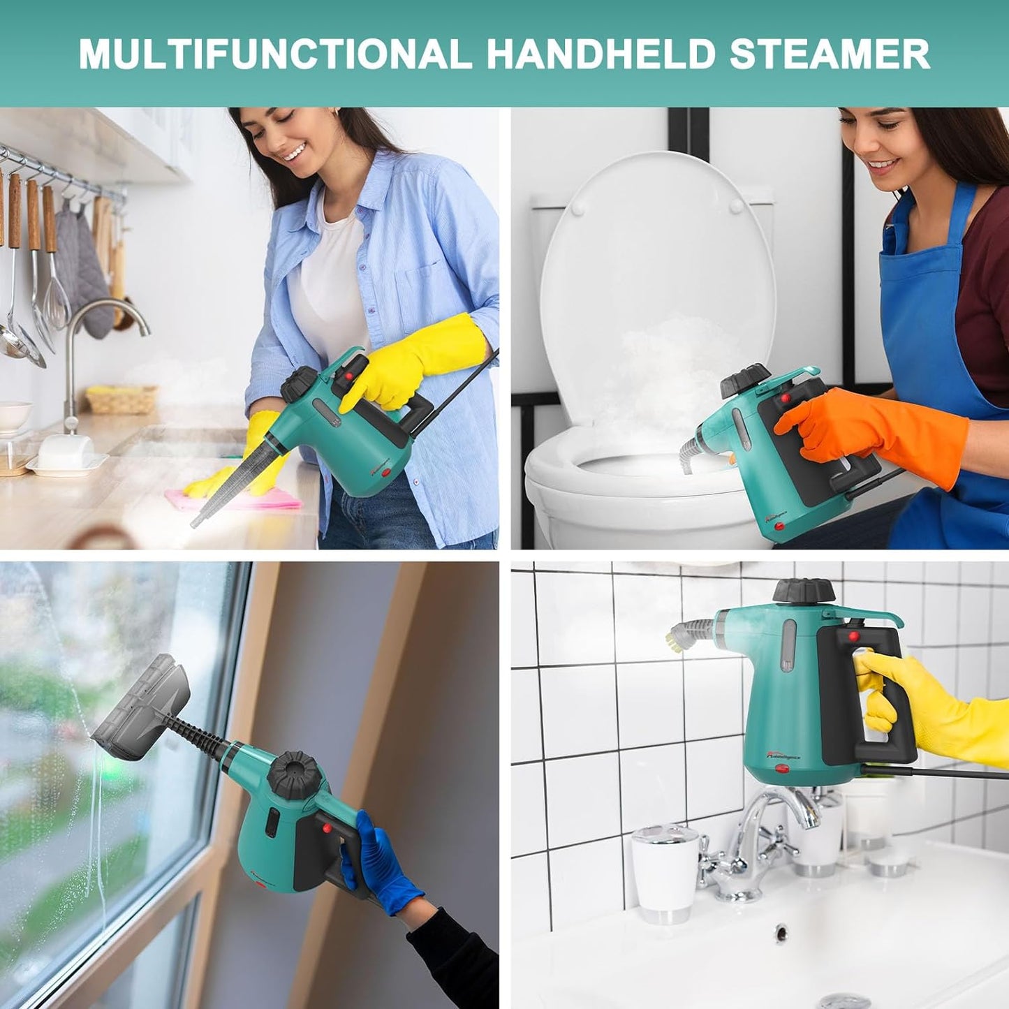 Handheld appliances Steam Cleaner For Home Use, Steamer For Cleaning With Lock Button And 7 Accessory Kit Handheld Pressurized Steamer For Sofa, Bathroom, Car, Floor, Kitchen, Portable Natural Steam Cleaner