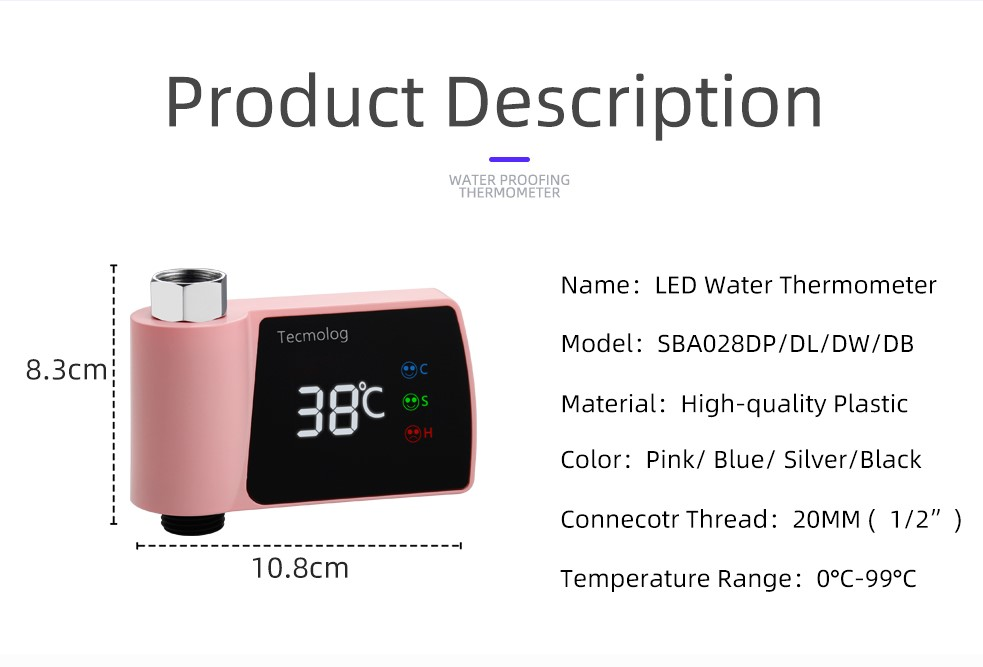 Plastic Visual bathroom Shower Faucet No Power Consumption Water Thermometer Bath