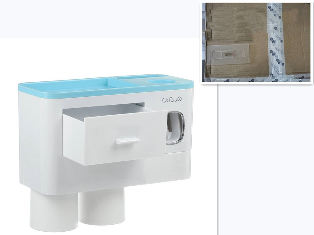 Non-marking Hanging Magnetic bathroom Toothbrush Holder Single Drawer Storage Rack With Toothpaste Squeezer Toiletry Set