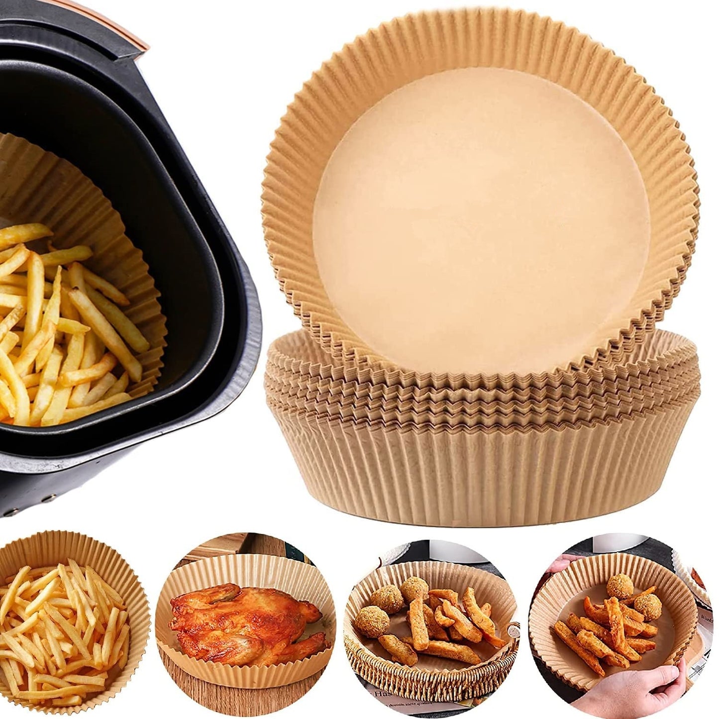 Air Fryer Paper Food kitchen Disposable Paper Liner Airfryer Kitchen Cookers Oil-proof Barbecue Plate Steamer Fryer Baking Accessories