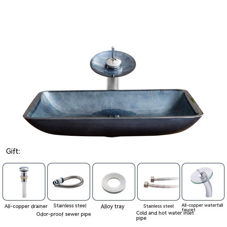 Pure Color Tempered Glass kitchen Table Basin Simple Art Bathroom Inter-platform