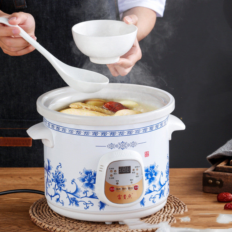 Home kitchen White Porcelain Automatic Electric Stew Pot