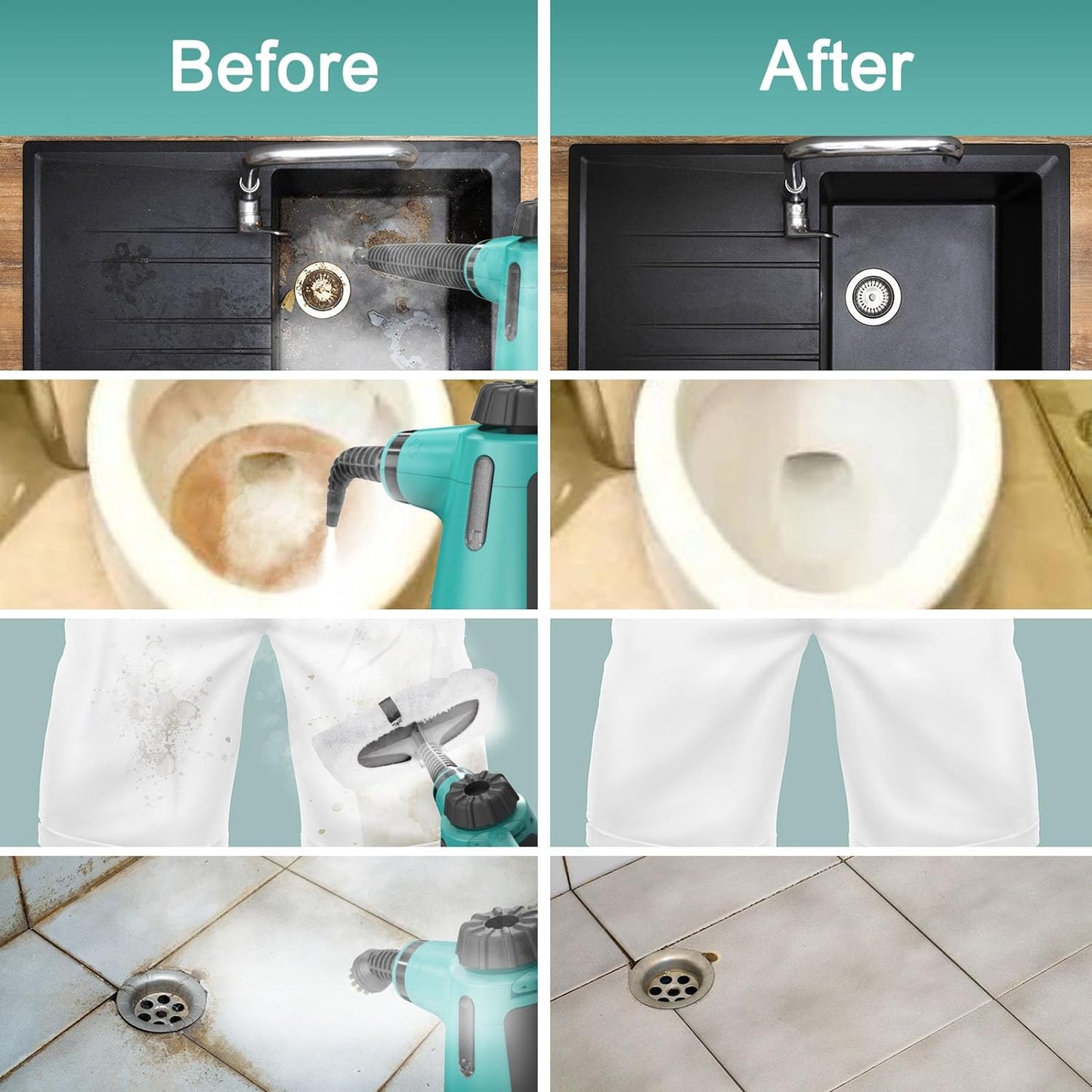 Handheld appliances Steam Cleaner For Home Use, Steamer For Cleaning With Lock Button And 7 Accessory Kit Handheld Pressurized Steamer For Sofa, Bathroom, Car, Floor, Kitchen, Portable Natural Steam Cleaner