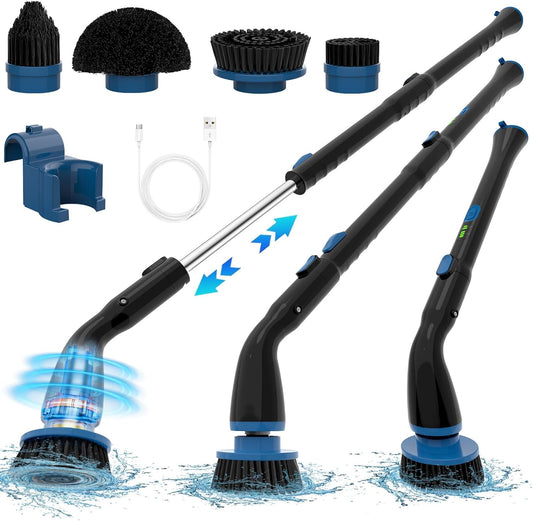 Electric appliances Spin Scrubber, Cordless Cleaning Brush With 4 Replaceable Brush Heads And Adjustable Extension Handle Power Shower Scrubber For Bathroom, Kitchen, Tub, Tile, Floor