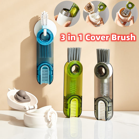 3 In 1 Tiny Bottle Cup Cover kitchen  Brush Straw Cleaner Tools Multi-Functional Crevice Cleaning Brush Kitchen Tools Gadgets