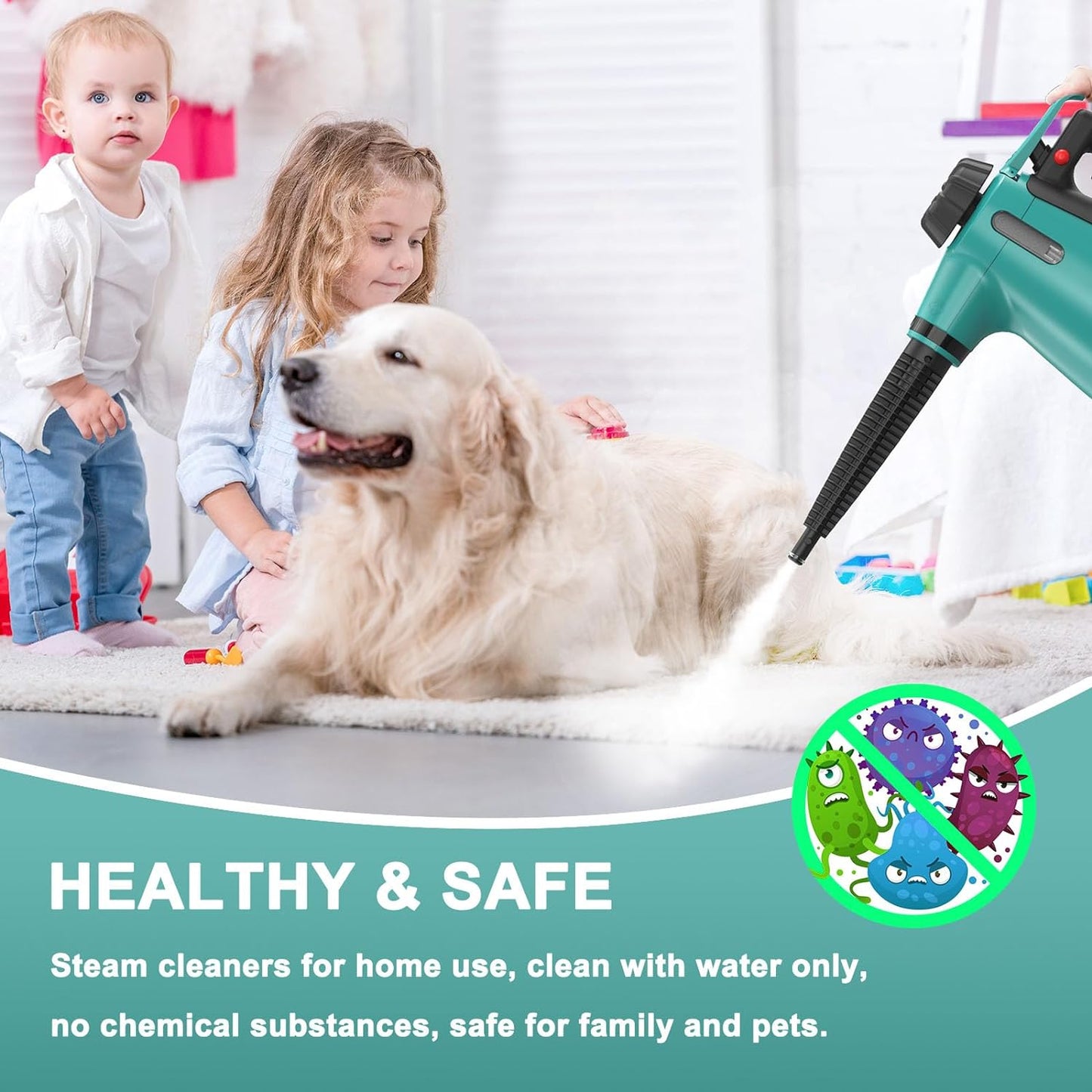 Handheld appliances Steam Cleaner For Home Use, Steamer For Cleaning With Lock Button And 7 Accessory Kit Handheld Pressurized Steamer For Sofa, Bathroom, Car, Floor, Kitchen, Portable Natural Steam Cleaner