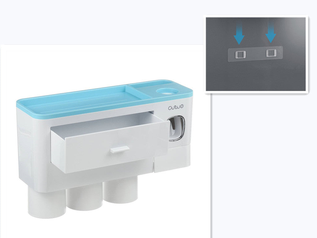 Non-marking Hanging Magnetic bathroom Toothbrush Holder Single Drawer Storage Rack With Toothpaste Squeezer Toiletry Set