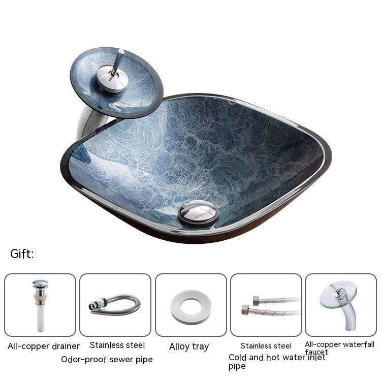 Pure Color Tempered Glass kitchen Table Basin Simple Art Bathroom Inter-platform