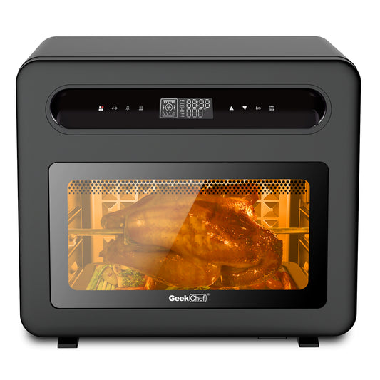 Geek Chef kitchen Steam Air Fryer Toast Oven Combo , 26 QT Steam Convection Oven Countertop , 50 Cooking Presets, With 6 Slice Toast, 12 In Pizza, Black Stainless Steel. Prohibited From Listing On Amazon