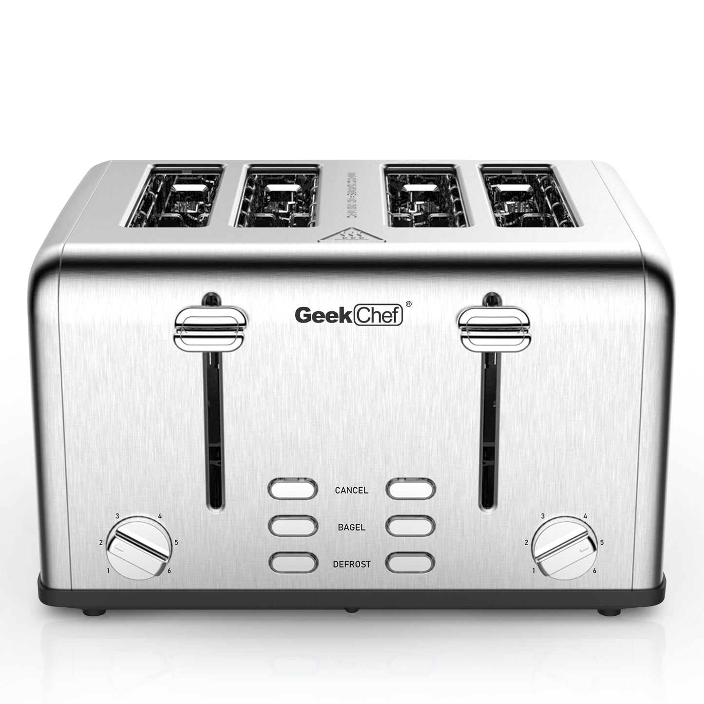 Prohibit Shelves In The Amazon. kitchen Toaster 4 Slice, Geek Chef Stainless Steel Extra-Wide Slot Toaster With Dual Control Panels Of Bagel,Defrost,Cancel Function,Ban Amazon