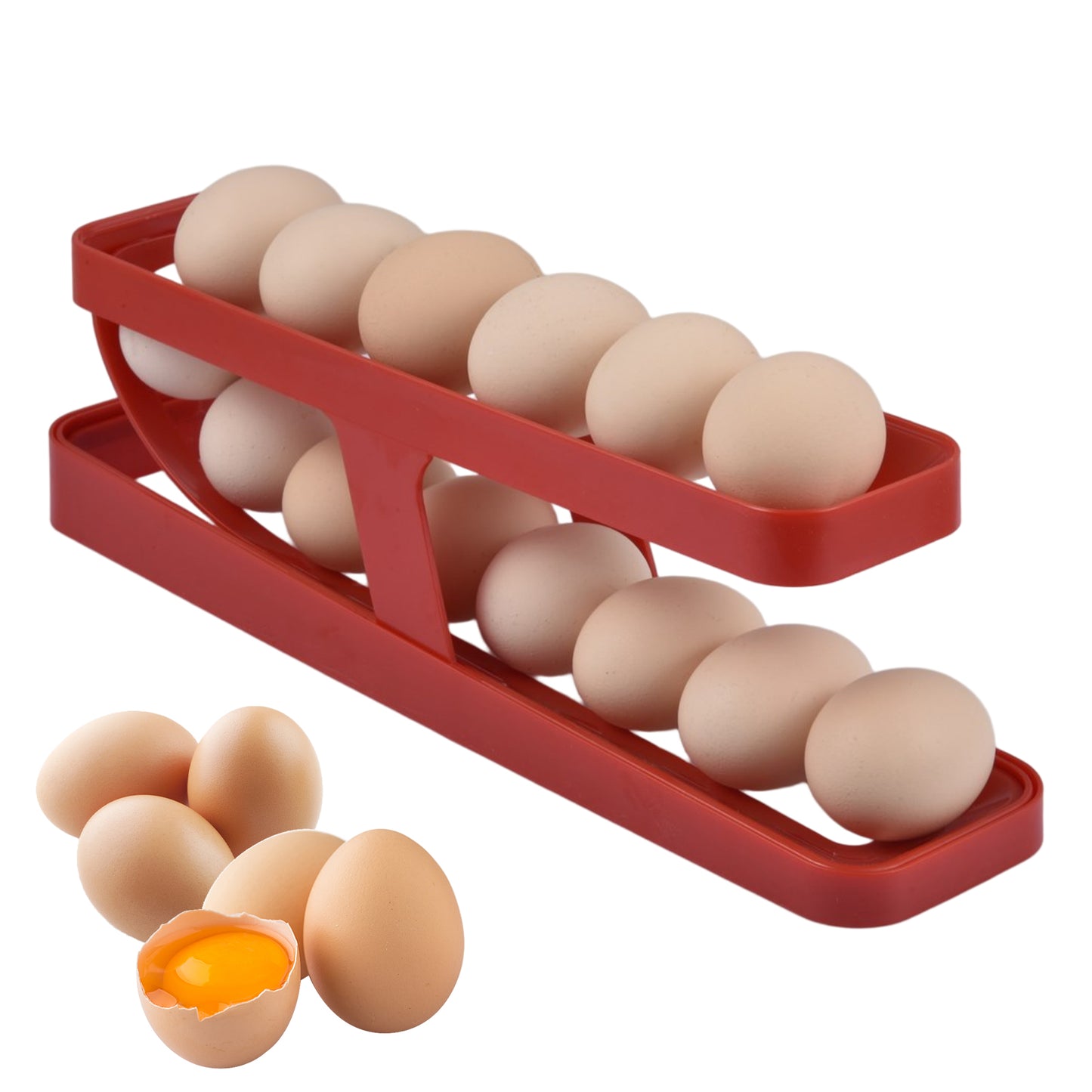 Automatic Scrolling kitchen Egg Rack Holder Storage Box Egg Basket Container Organizer Rolldown Refrigerator Egg Dispenser For Kitchen Gadgets