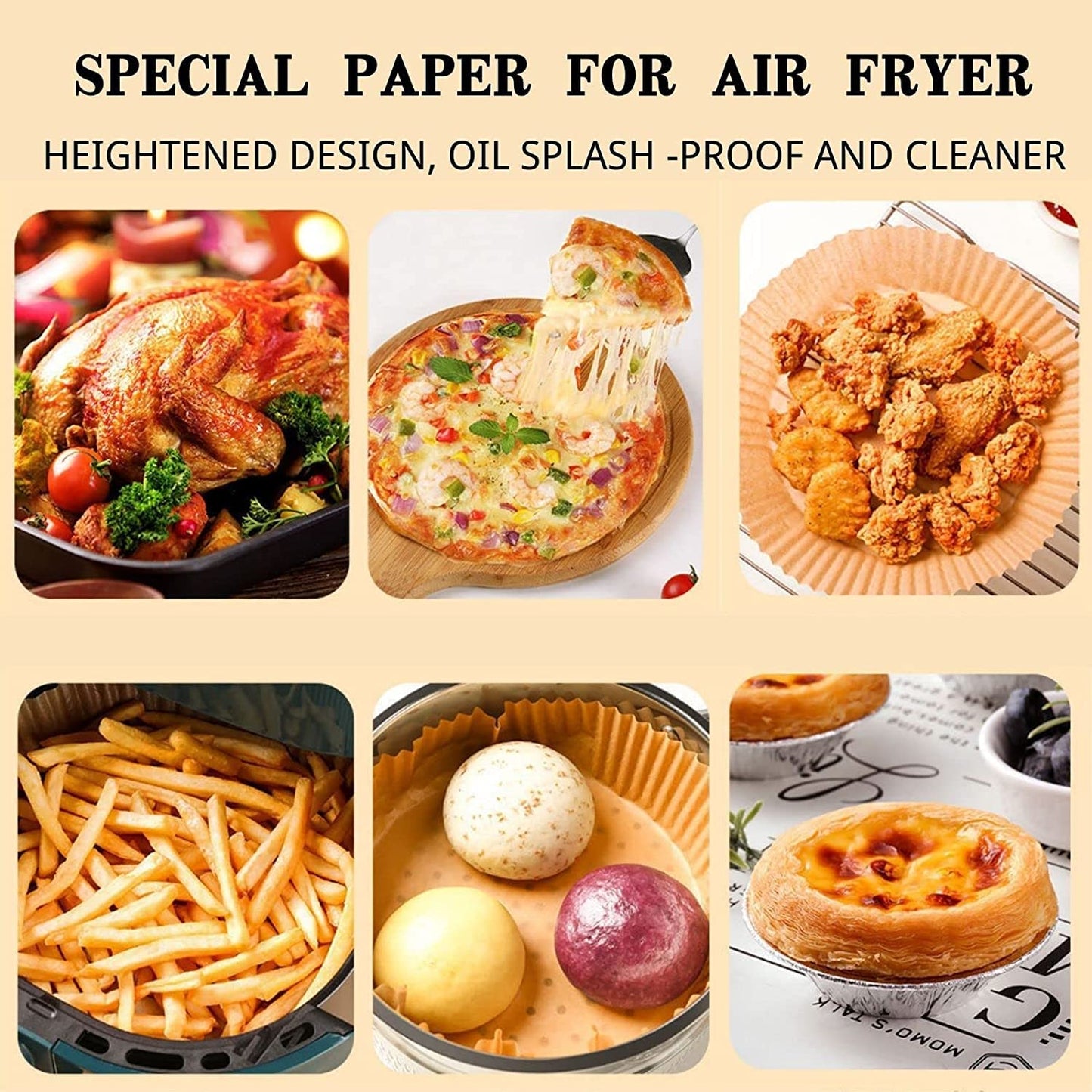Air Fryer Paper Food kitchen Disposable Paper Liner Airfryer Kitchen Cookers Oil-proof Barbecue Plate Steamer Fryer Baking Accessories